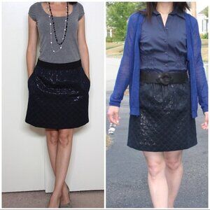 LOFT Black Quilted Skirt